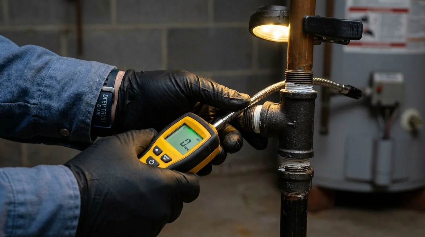 Gas leak detection with electronic sniffer by Johns Plumbing LLC in Carmel