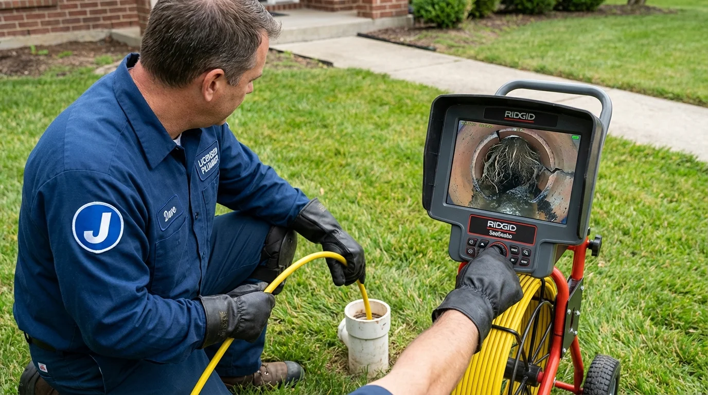 Sewer camera inspection being performed by Johns Plumbing LLC in Carmel