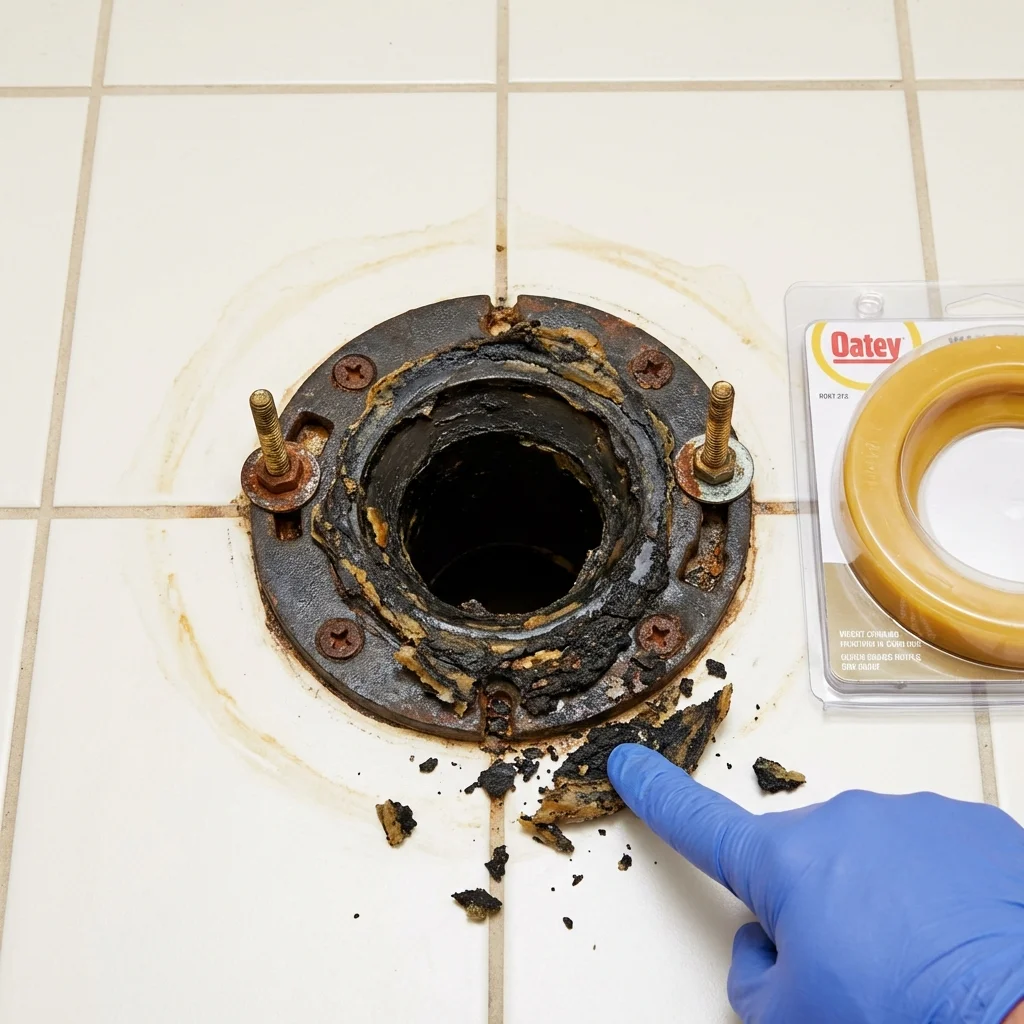 Failed wax ring showing water seepage at the base of a toilet in a Carmel, NY home